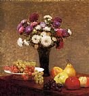 Henri Fantin-Latour Asters and Fruit on a Table painting